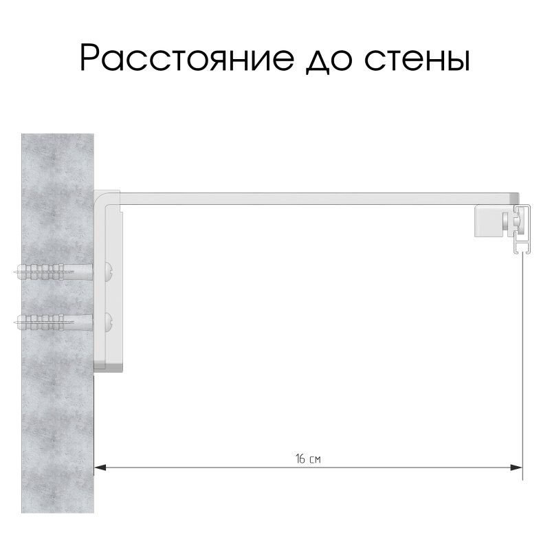 Карниз для скошенных окон, однорядный, черный, с кронштейнами 15 см