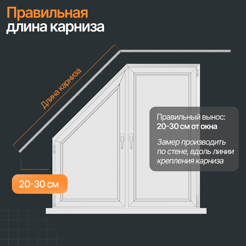 Карниз для штор на скошенные окна, Белый 1 ряд. Для мансардных или диагональных окон