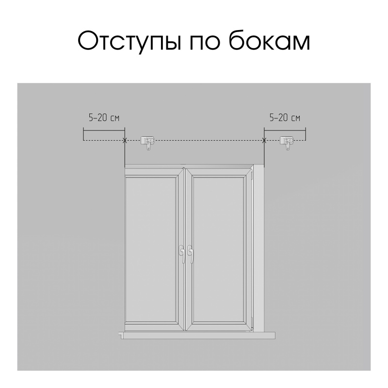 Прямой карниз для штор, однорядный, белый, с кронштейнами 15 см