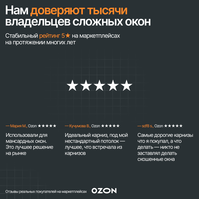 Карниз для штор на скошенные окна, Белый 1 ряд. Для мансардных или диагональных окон